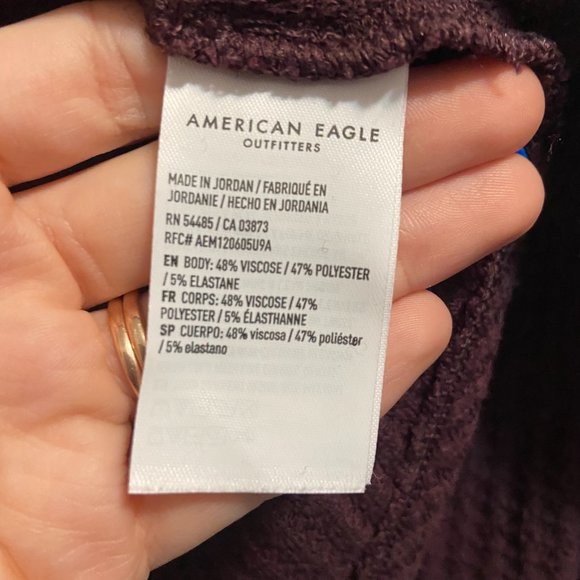 American Eagle Soft and Sexy Plus Burgundy Waffle Long Sleeve Top - Picture 4 of 4